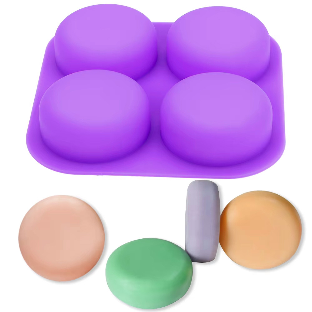 Soap Making Instructions - 1-2 ชิ้น แม่พิมพ์ซิลิโคนทรงกลม 4 ช่อง ใช้ซ้ำได้