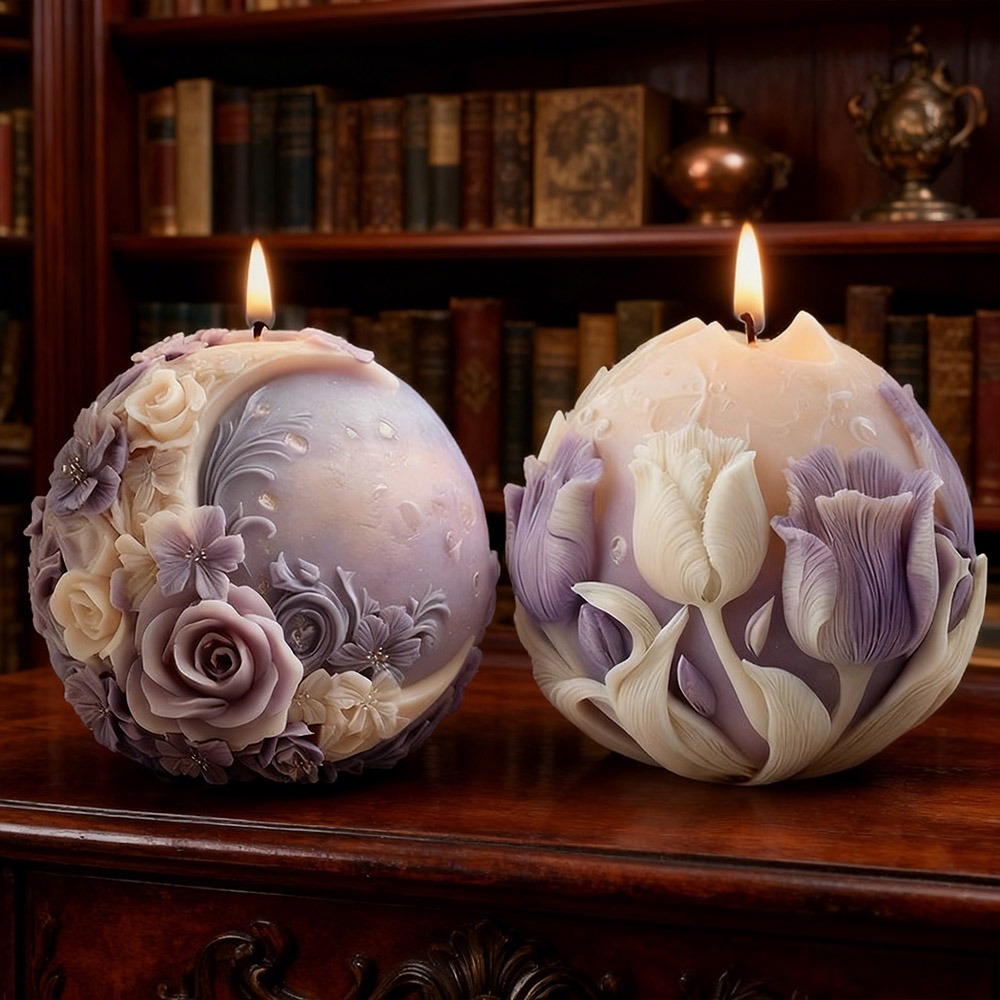 Soap Making Gifts - แม่พิมพ์ซิลิโคนเทียนรูปดอกกุหลาบและทิวลิป 3D สำหรับทำสบู่ เรซิน ปูนปลาสเตอร์ ดินเหนียว